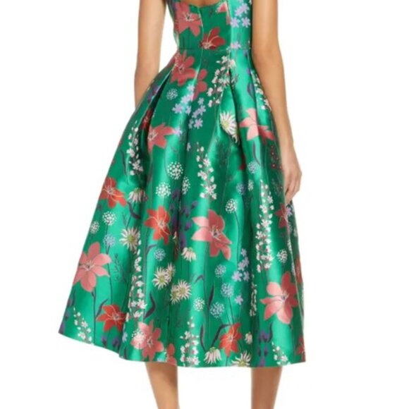 Eliza J Green Floral Spaghetti Strap Fit & Flare Dress - Picture 2 of 7